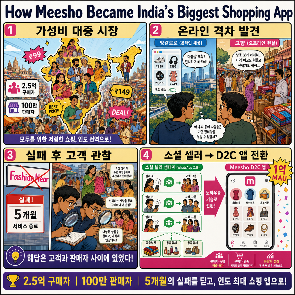 How Meesho Became India''s Biggest Shopping App 내용을 설명하는 본문 이미지
