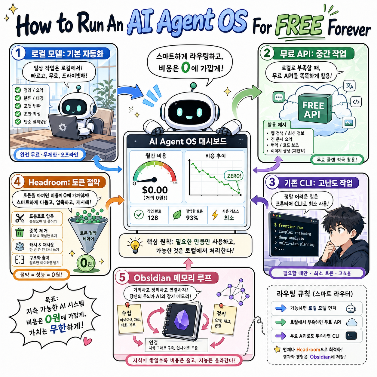 How to Run An AI Agent OS For FREE Forever 내용을 설명하는 본문 이미지