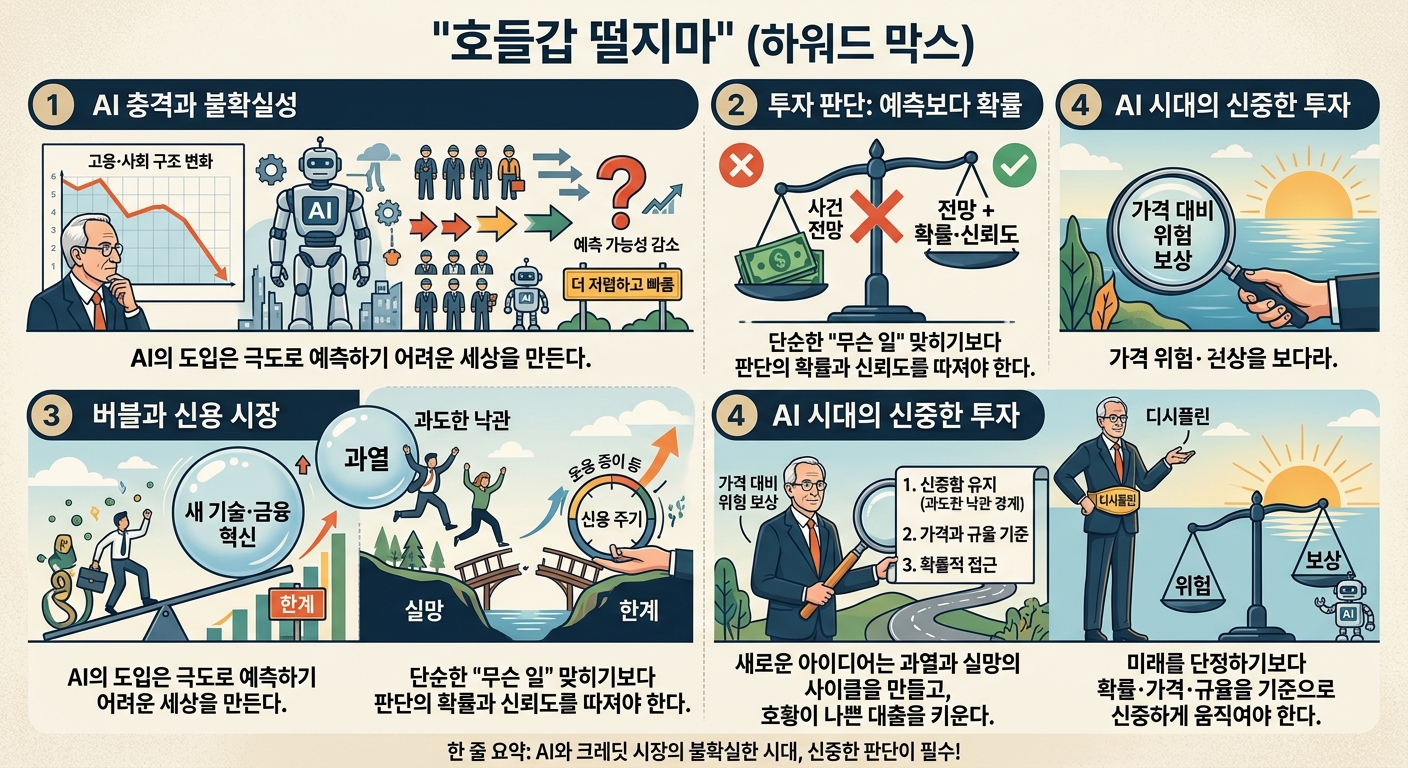 "호들갑 떨지마" (하워드 막스) 내용을 설명하는 본문 이미지