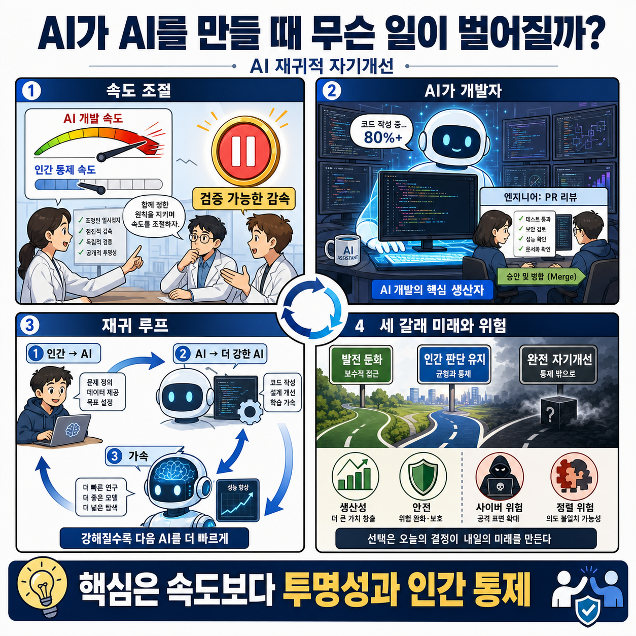 AI가 AI를 만들 때 무슨 일이 벌어질까? (feat. AI 재귀적 자기개선) 내용을 설명하는 본문 이미지