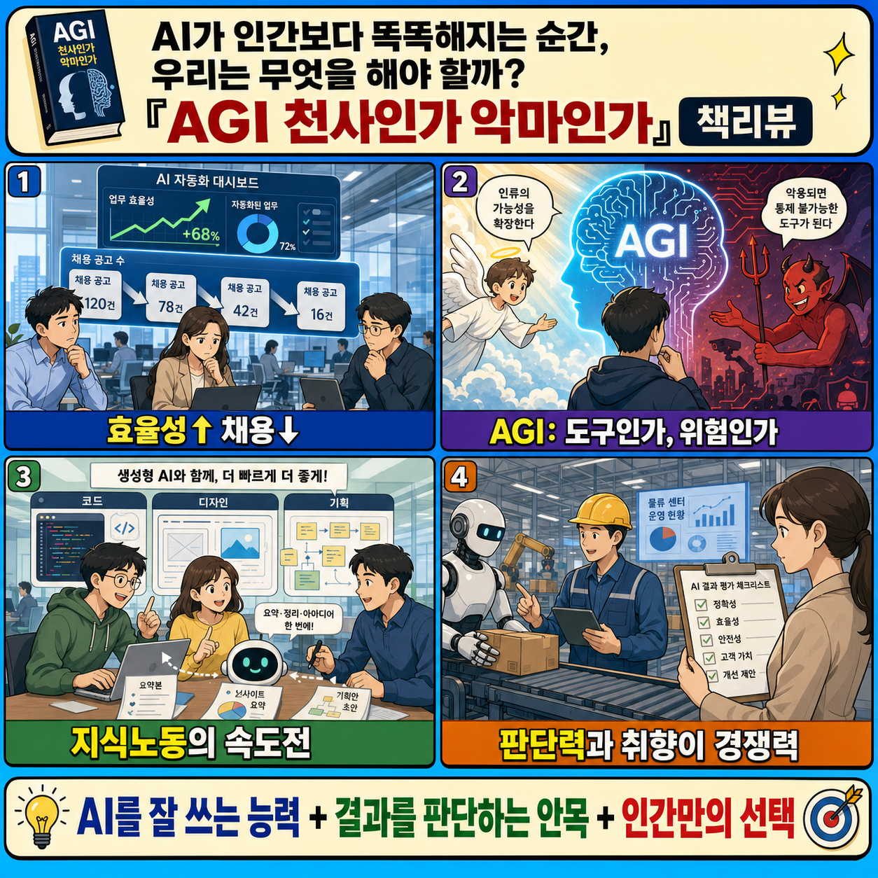 AI가 인간보다 똑똑해지는 순간, 우리는 무엇을 해야 할까?『AGI 천사인가 악마인가』책리뷰 내용을 설명하는 본문 이미지