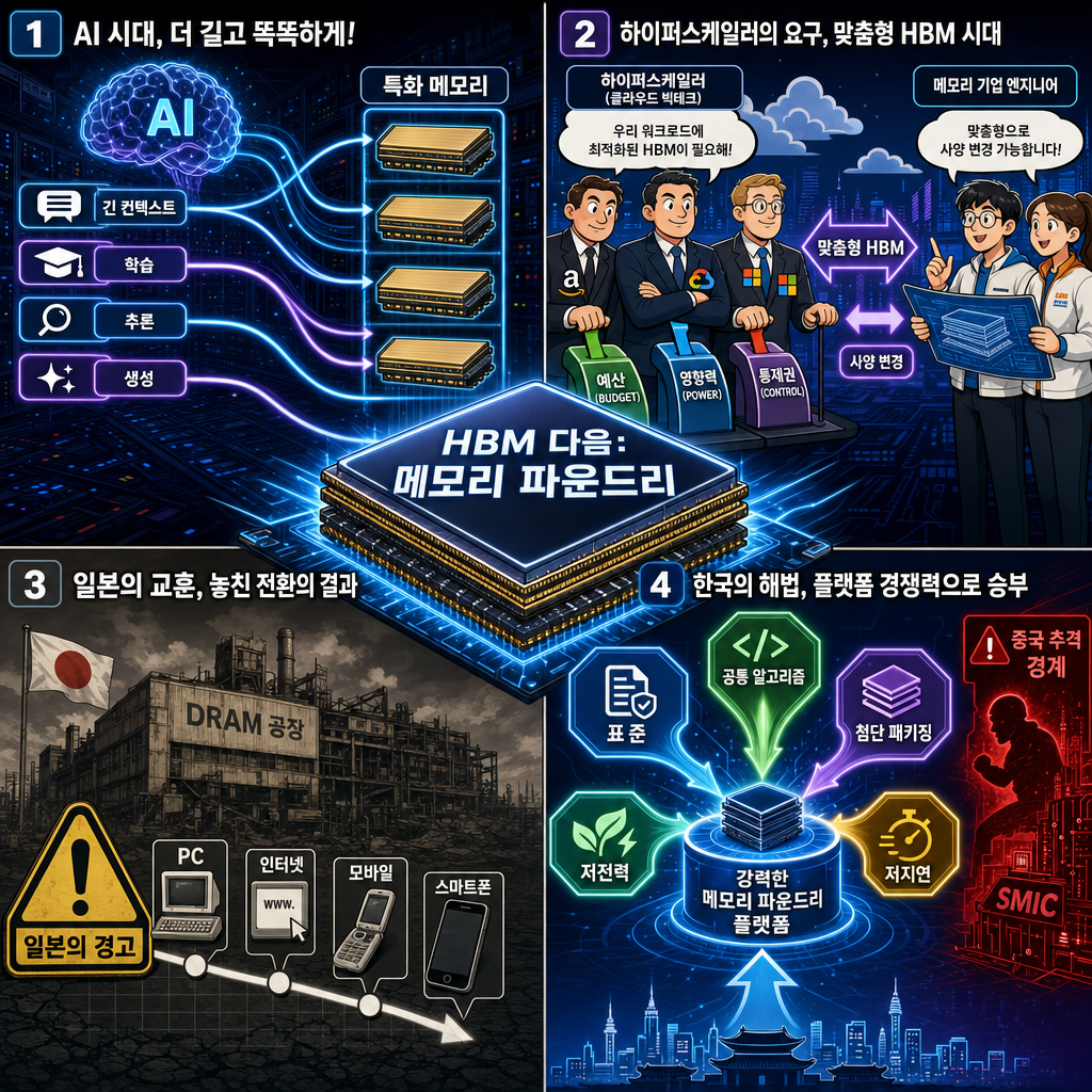 [지식뉴스] "HBM 다음 ''메모리 파운드리'' 전쟁 시작됐다"..무섭게 쫓아오는 중국, 일본 반도체 몰락이 한국에 주는 경고 (ft.권석준 성균관대 교수) / 교양이를 부탁해 내용을 설명하는 본문 이미지
