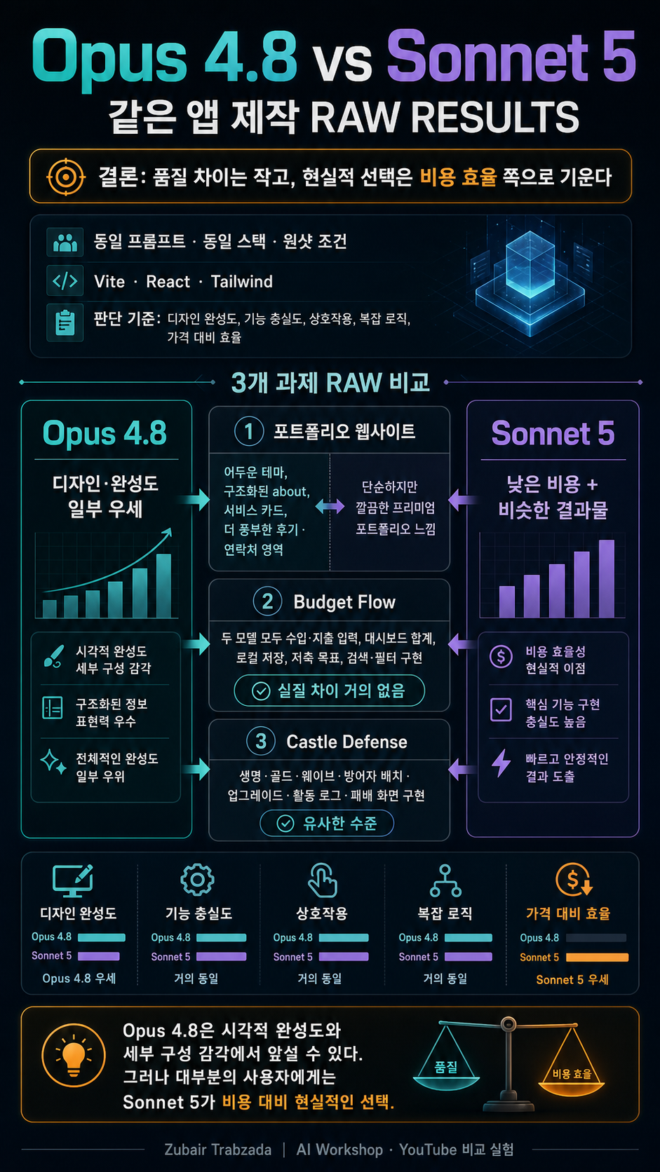 I Made Opus 4.8 and Sonnet 5 Build the Same Apps (RAW RESULTS) 내용을 설명하는 본문 이미지