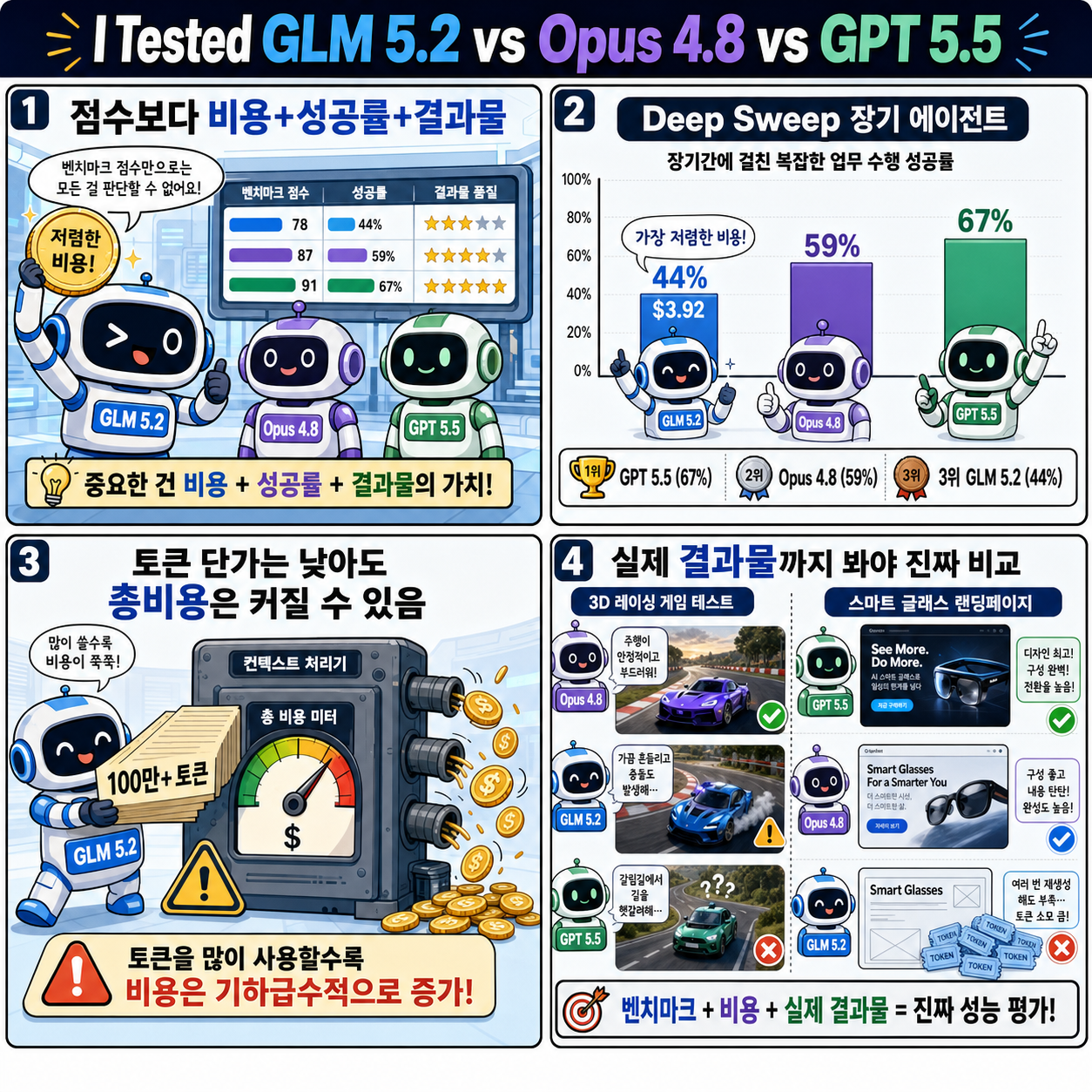 I Tested GLM 5.2 vs Opus 4.8 vs GPT 5.5 내용을 설명하는 본문 이미지