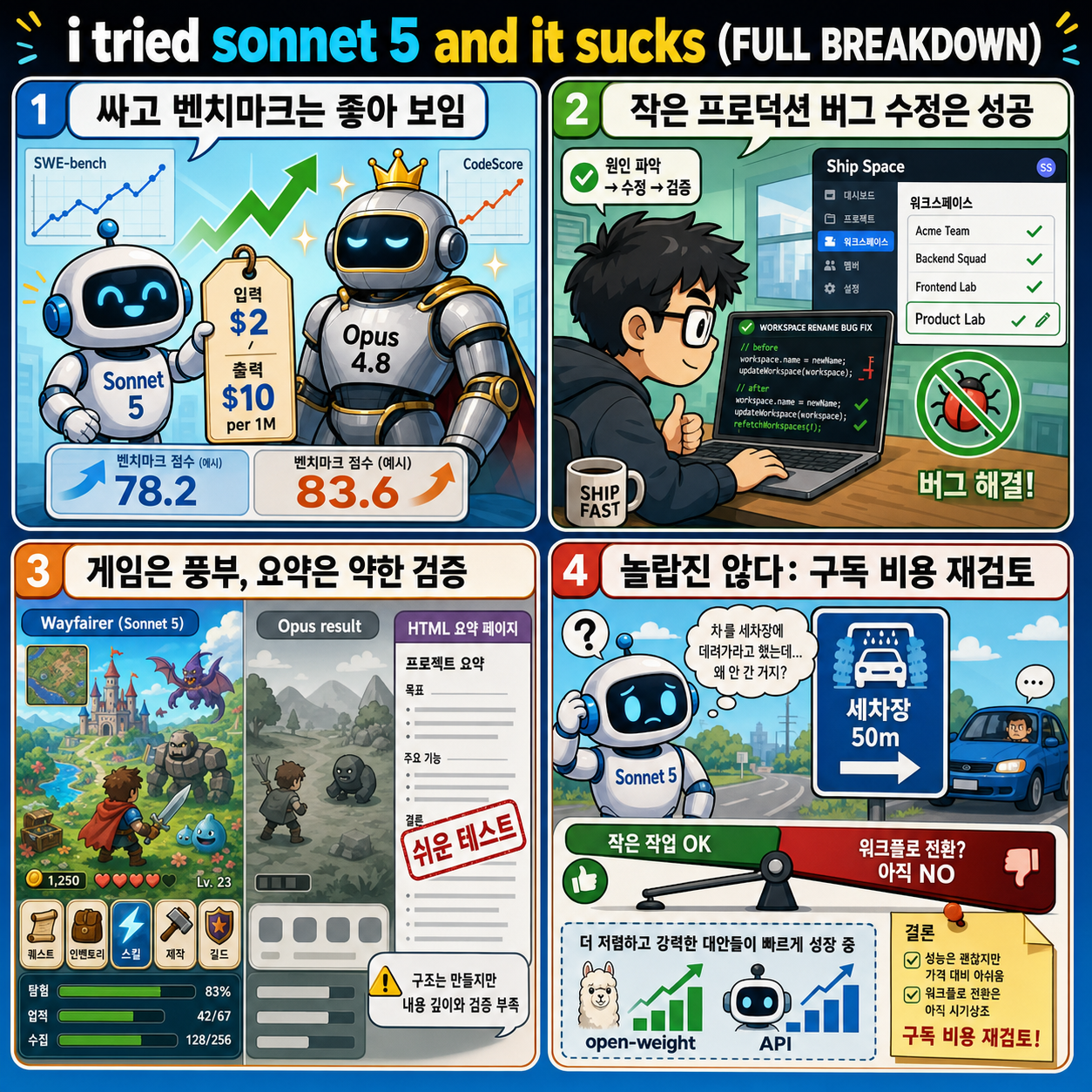 i tried sonnet 5 and it sucks (FULL BREAKDOWN) 내용을 설명하는 본문 이미지