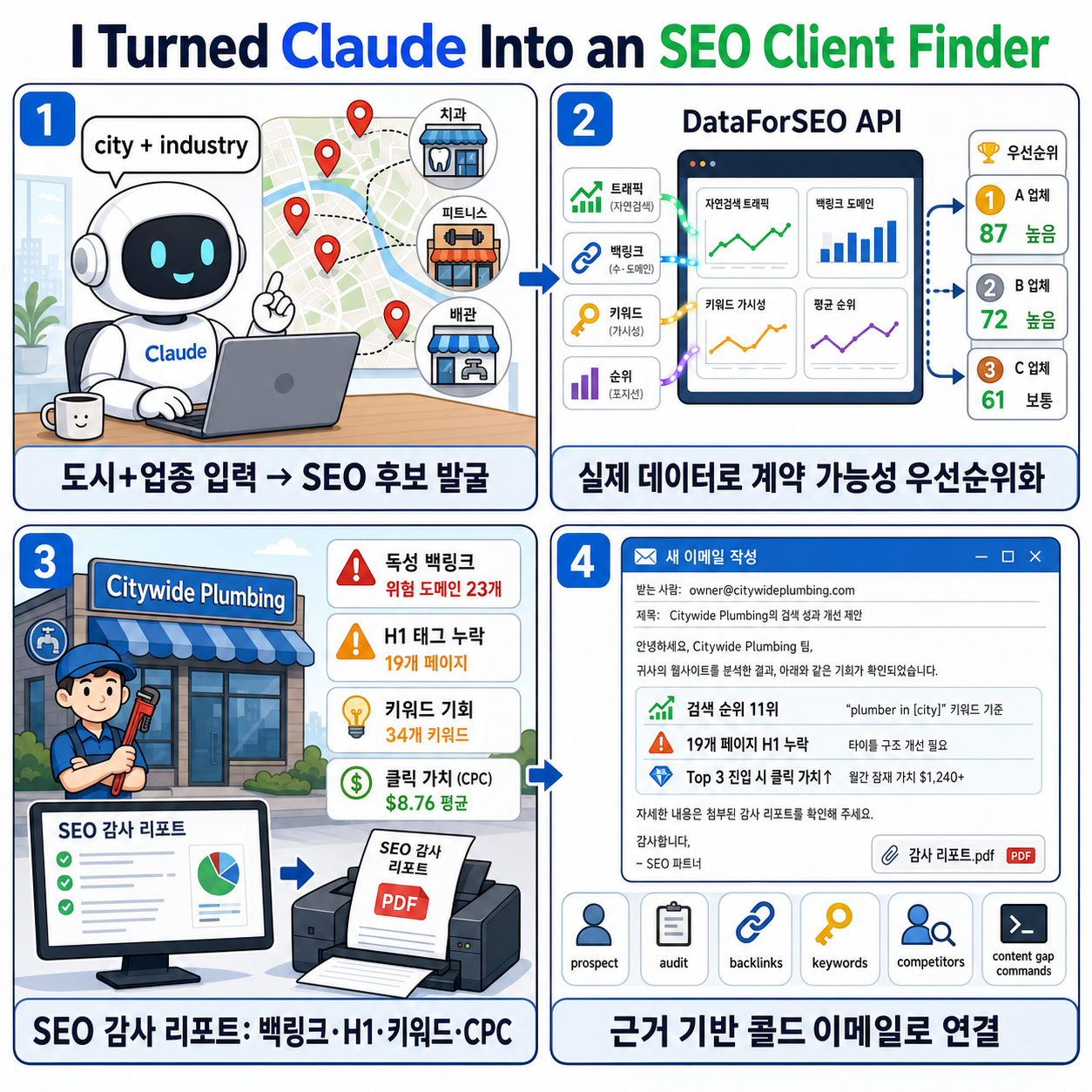 I Turned Claude Into an SEO Client Finder 내용을 설명하는 본문 이미지