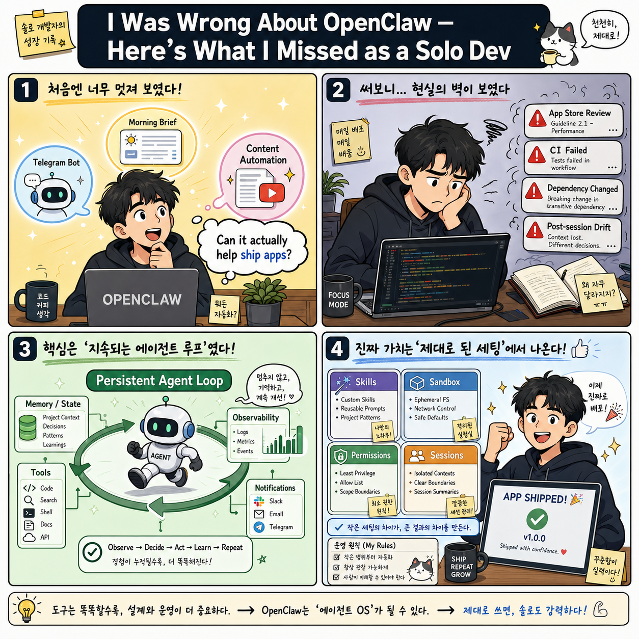 I Was Wrong About OpenClaw — Here''s What I Missed as a Solo Dev 내용을 설명하는 본문 이미지