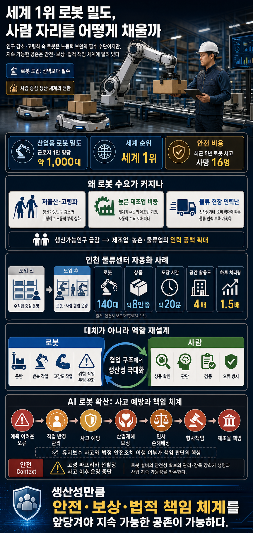 세계 1위 산업 로봇 밀도! 인구 감소와 고령화로 사람 자리를 채우는 로봇들... 내용을 설명하는 본문 이미지