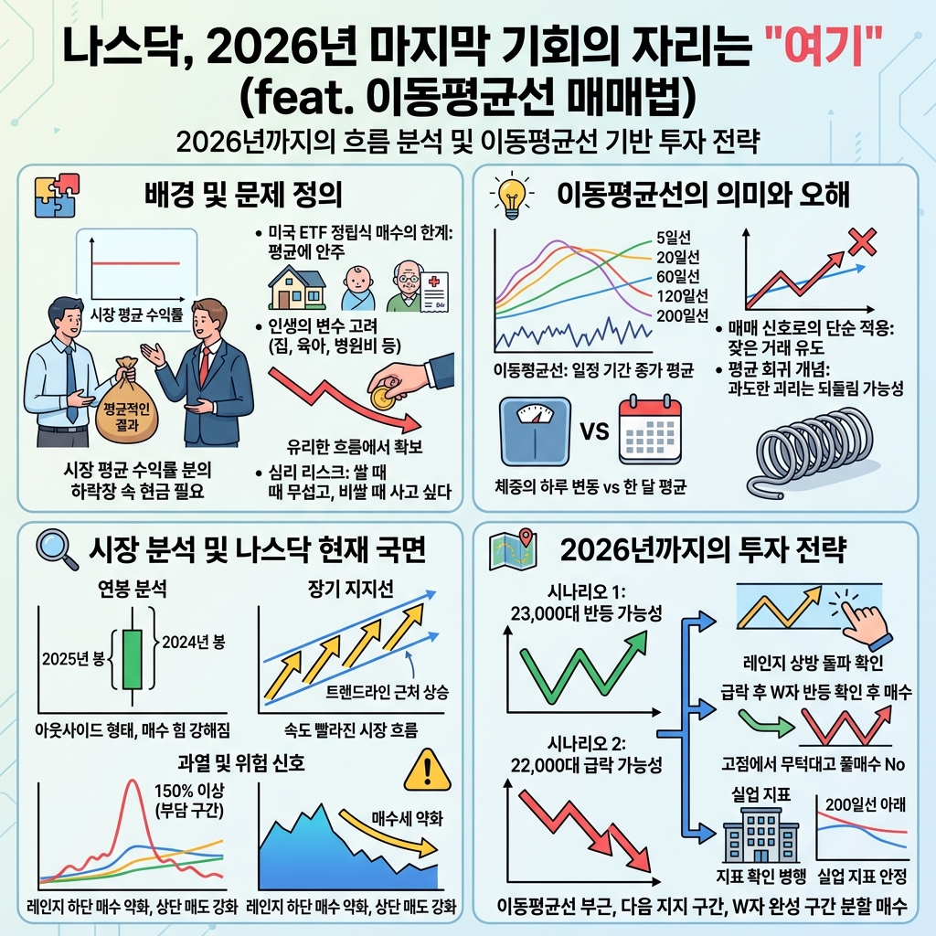 나스닥, 2026년 마지막 기회의 자리는 "여기" (feat. 이동평균선 매매법) 내용을 설명하는 본문 이미지