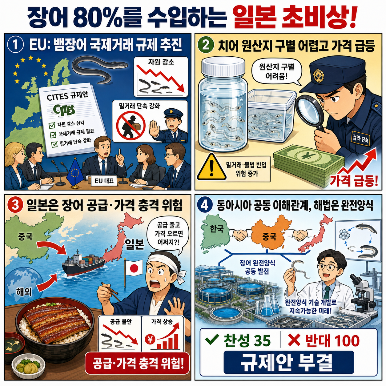 장어 80%를 수입하는 일본 초비상! 내용을 설명하는 본문 이미지