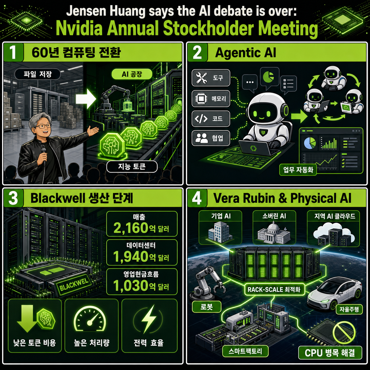 Jensen Huang says the AI debate is over: Nvidia Annual Stockholder Meeting 내용을 설명하는 본문 이미지