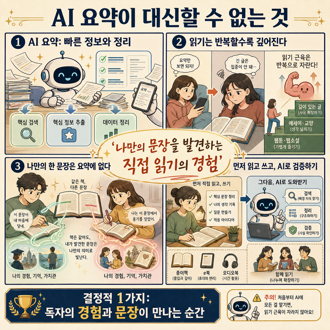 AI 요약으로 책 읽는 사람이 놓치고 있는 결정적 1가지ㅣEp 책과사람 125 (전병근 번역가) 내용을 설명하는 본문 이미지