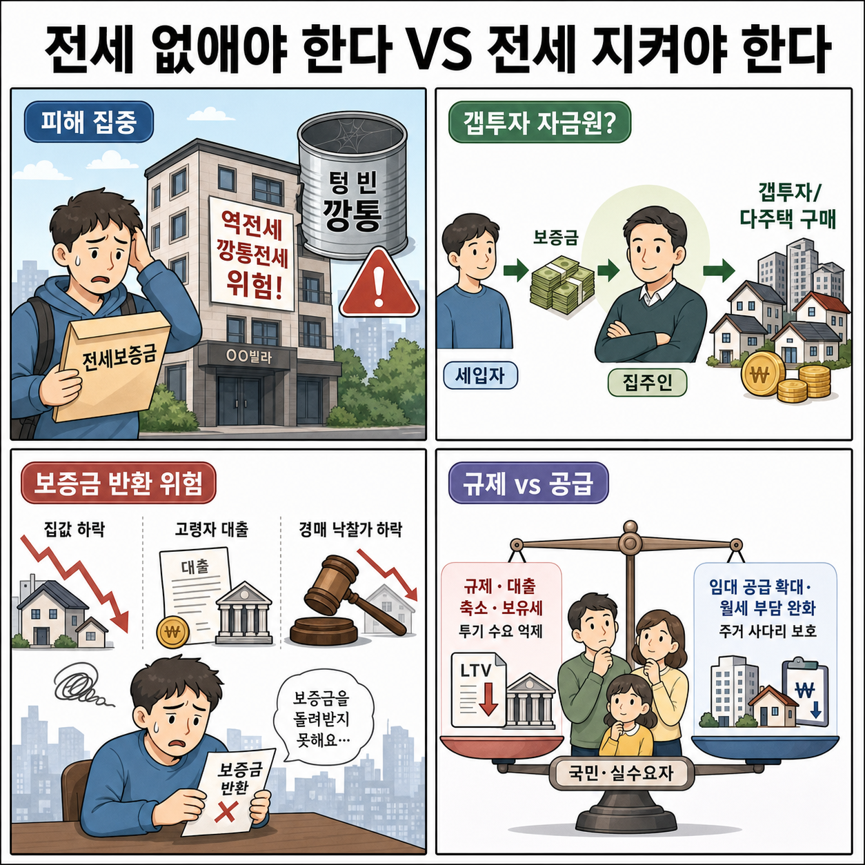 전세 없애야 한다 VS 전세 지켜야 한다 내용을 설명하는 본문 이미지