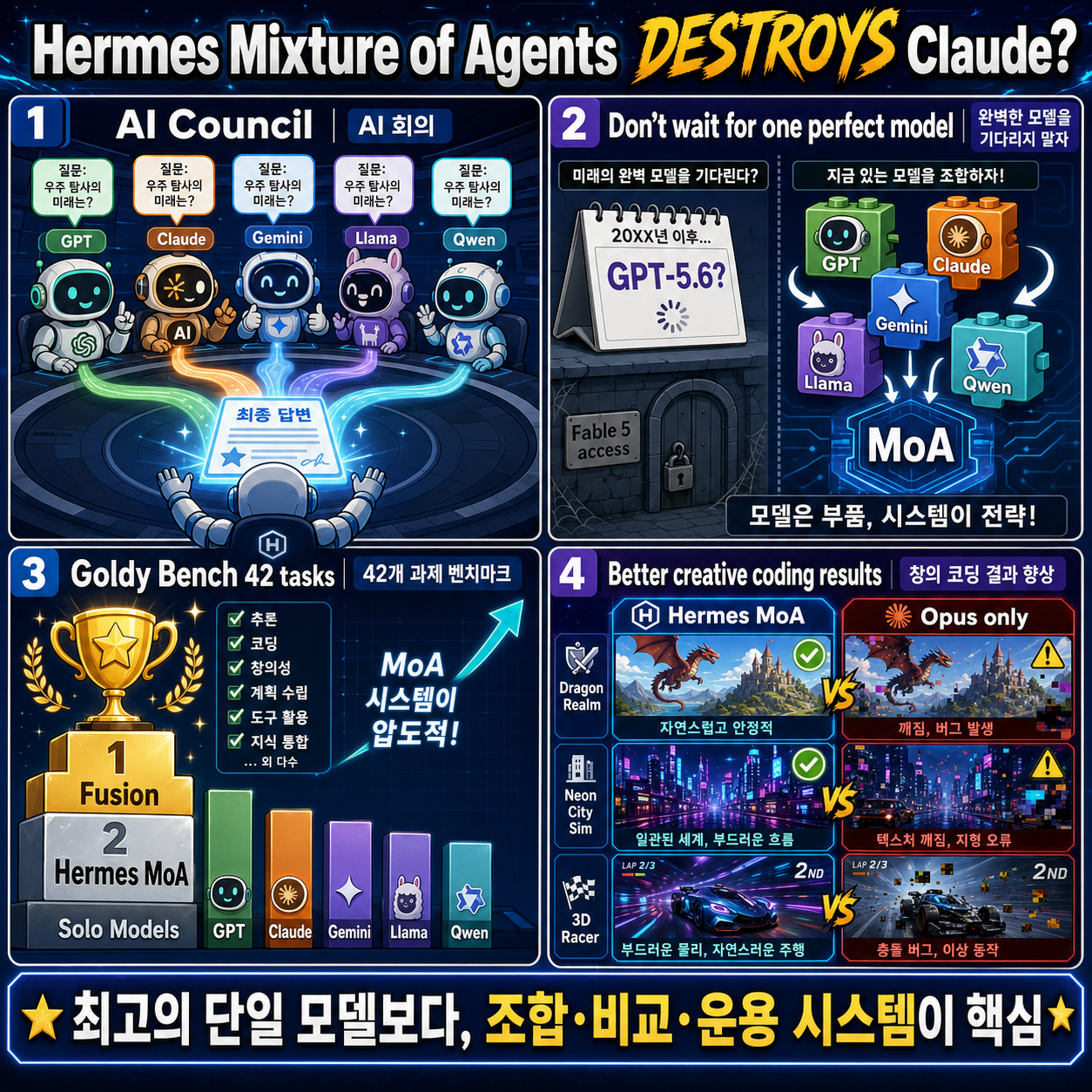Hermes Mixture of Agents DESTROYS Claude? 내용을 설명하는 본문 이미지