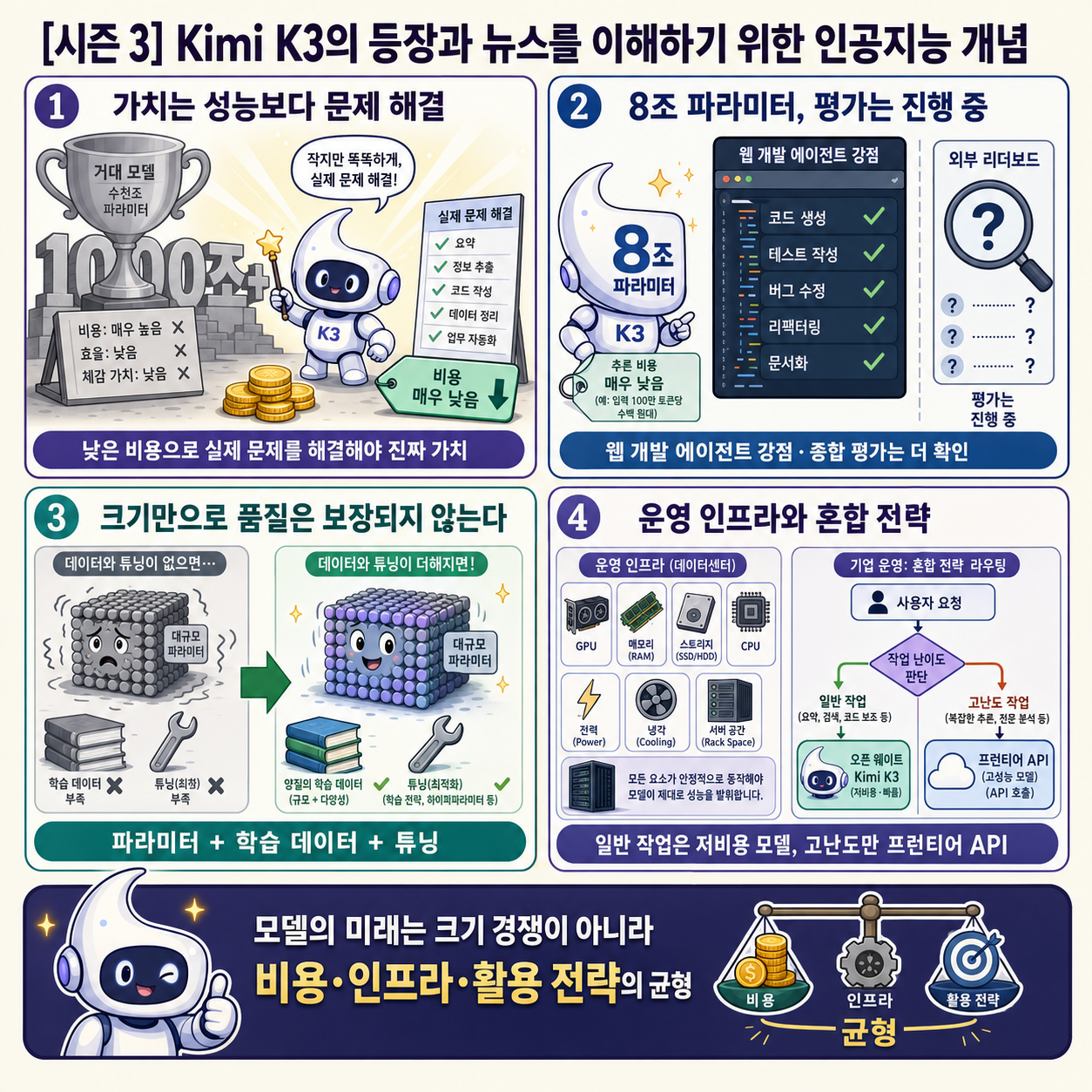 [시즌 3] Kimi K3의 등장과 뉴스를 이해하기 위한 인공지능 개념 내용을 설명하는 본문 이미지