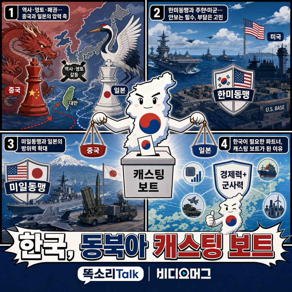 중국 VS 일본 갈등 한복판.. 한국이 ''캐스팅 보트'' 된 이유 / 똑소리Talk / 비디오머그 내용을 설명하는 본문 이미지