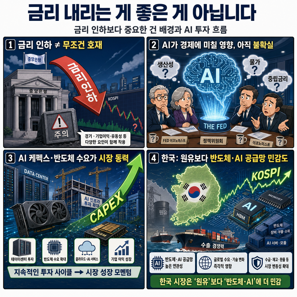 금리 내리는 게 좋은 게 아닙니다. 그냥 내리면 주식시장 망합니다ㅣ김효진 신영증권 박사 [1부] 내용을 설명하는 본문 이미지