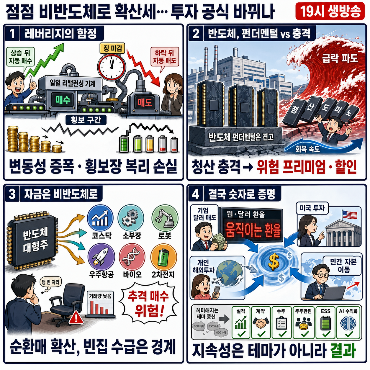 🔴[19시 생방송] 점점 비반도체로 확산세...투자 공식 바뀌나 내용을 설명하는 본문 이미지
