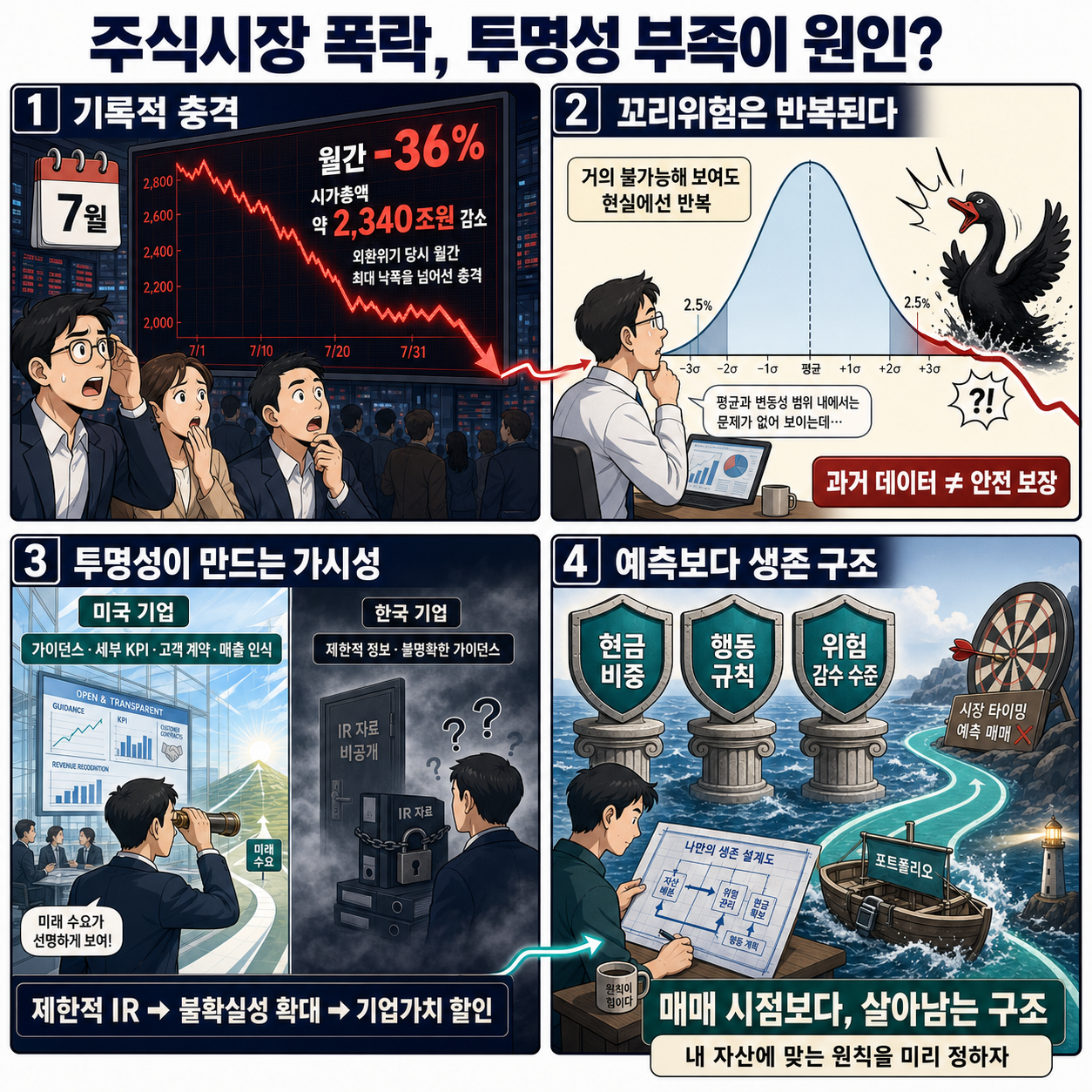 주식시장 폭락, 투명성 부족이 원인? 내용을 설명하는 본문 이미지