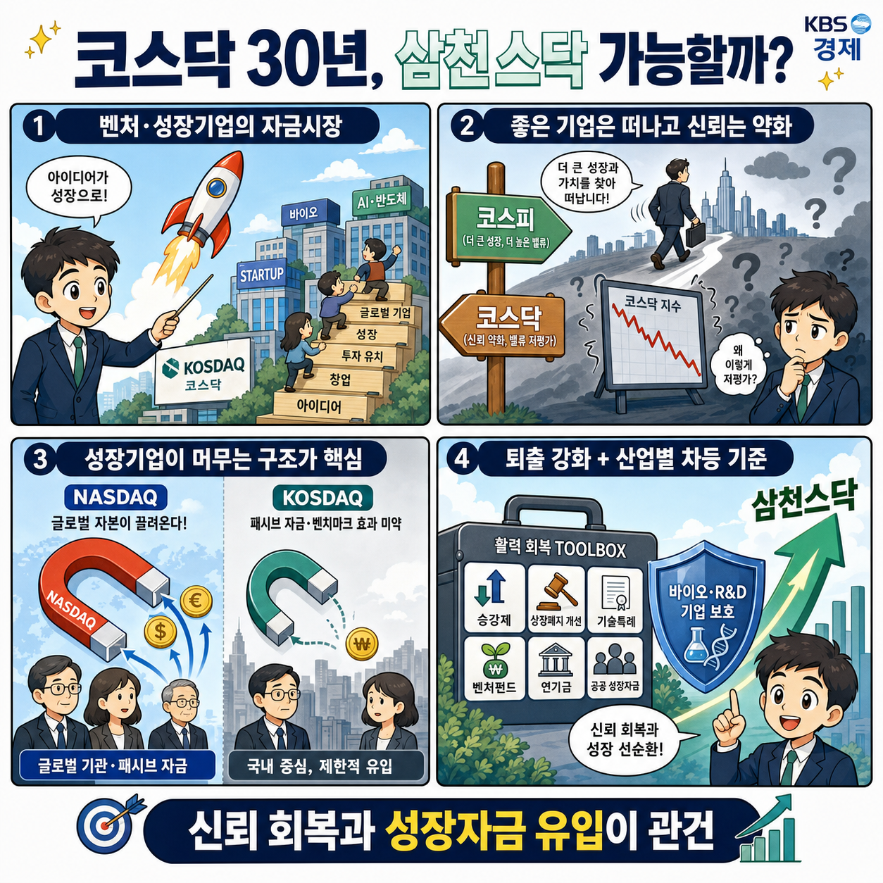30돌 앞둔 ''코스닥''...''천스닥'' 넘어 ''삼천스닥'' 갈까? with. 서은숙 상명대 경제금융학부 교수 ｜채상욱의 경제쇼｜KBS 260630 방송 내용을 설명하는 본문 이미지