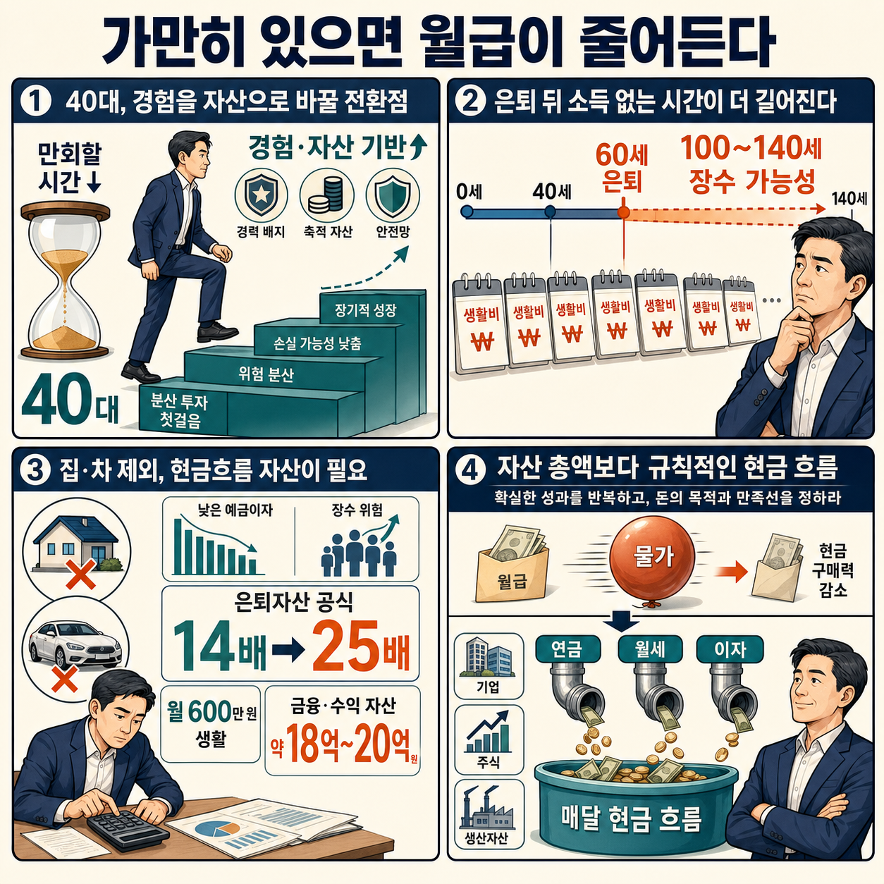[지식뉴스] "지금 가만히 있으면, 사실 월급 ''뺏기는'' 겁니다"...인플레이션 시대, 마흔부터 독하게 돈 공부해야 하는 진짜 이유 / 교양이를 부탁해 내용을 설명하는 본문 이미지