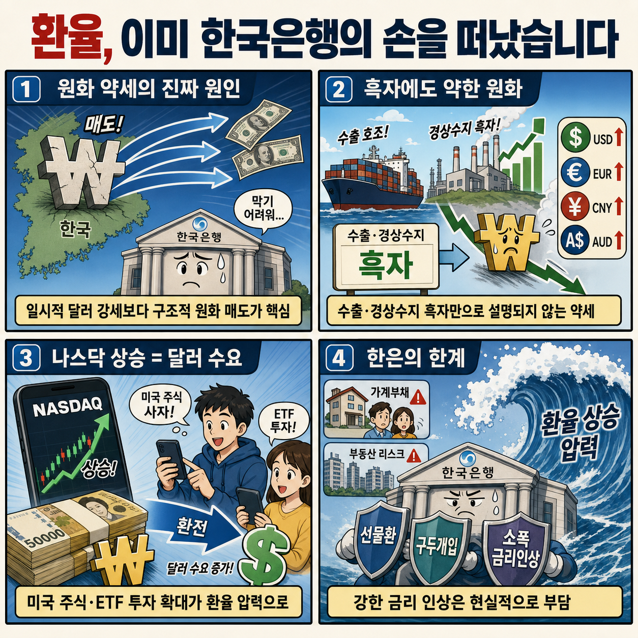 환율, 이미 한국은행의 손을 떠났습니다. 환율 전망에 대해 소신발언합니다. 내용을 설명하는 본문 이미지