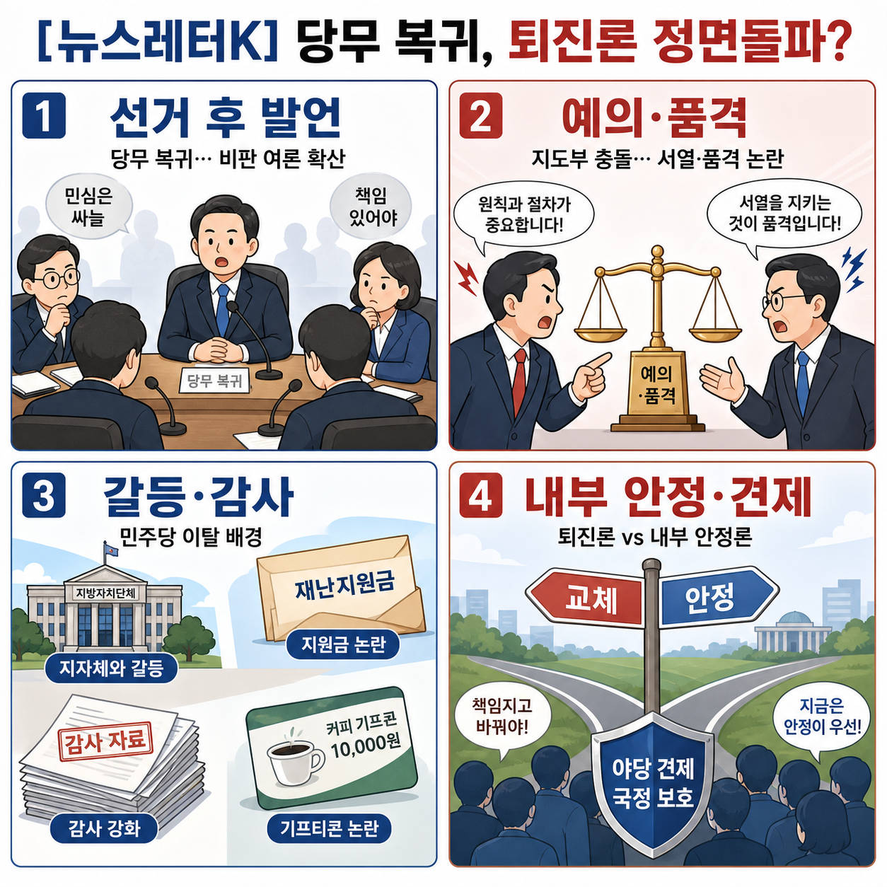 [뉴스레터K] 장동혁 당무 복귀, 퇴진론 정면돌파? - 조광한 국민의힘 최고위원ㅣKBS 260624 방송 내용을 설명하는 본문 이미지