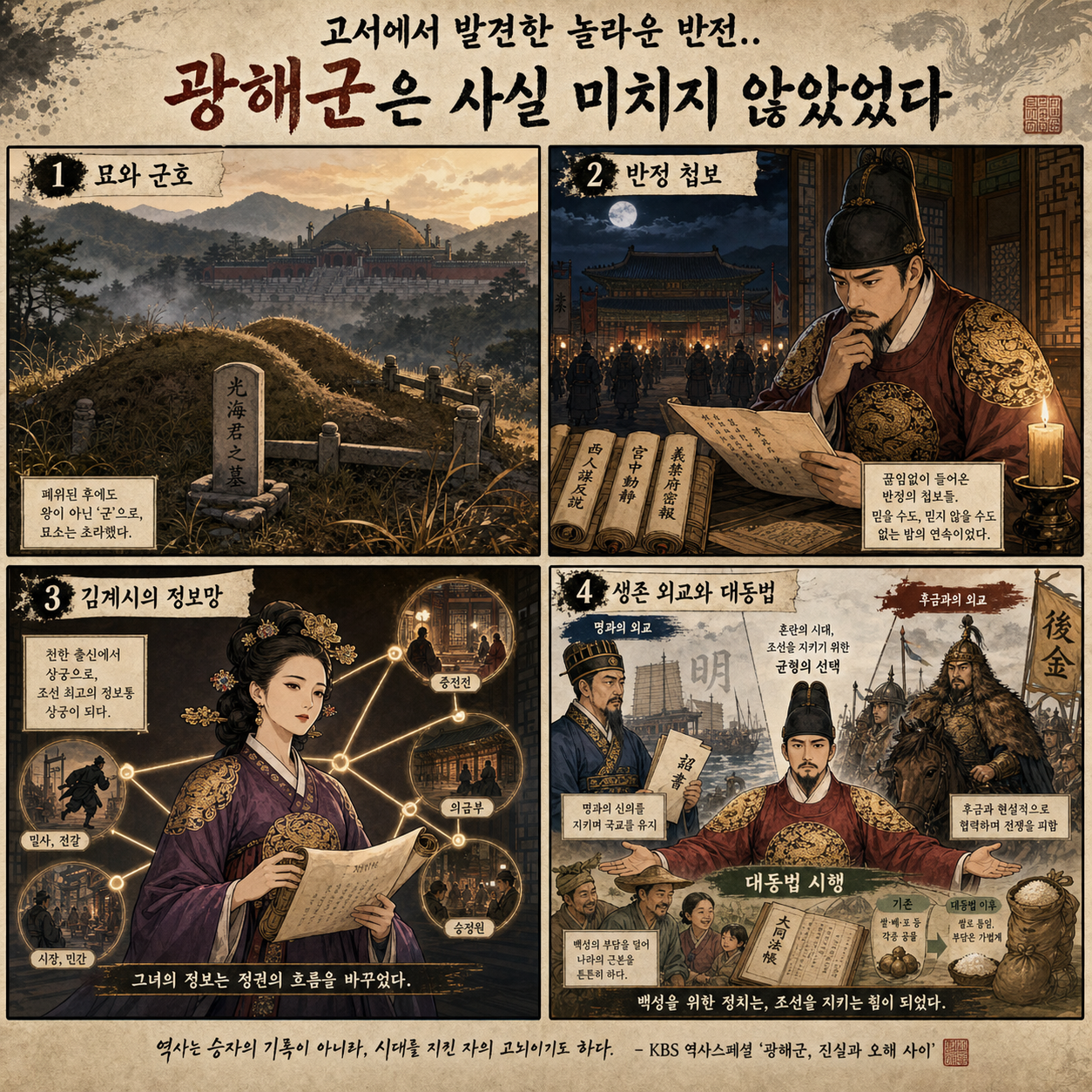 고서에서 발견한 놀라운 반전.. 광해군은 사실 미치지 않았었다 내용을 설명하는 본문 이미지