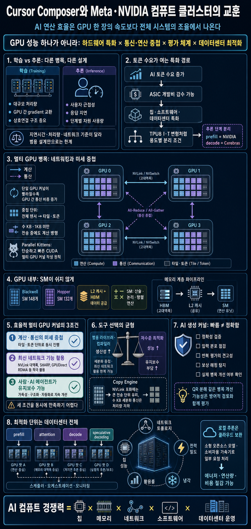 Lessons From Training Composer At Cursor And Building Meta/Nvidia Compute Clusters 내용을 설명하는 본문 이미지