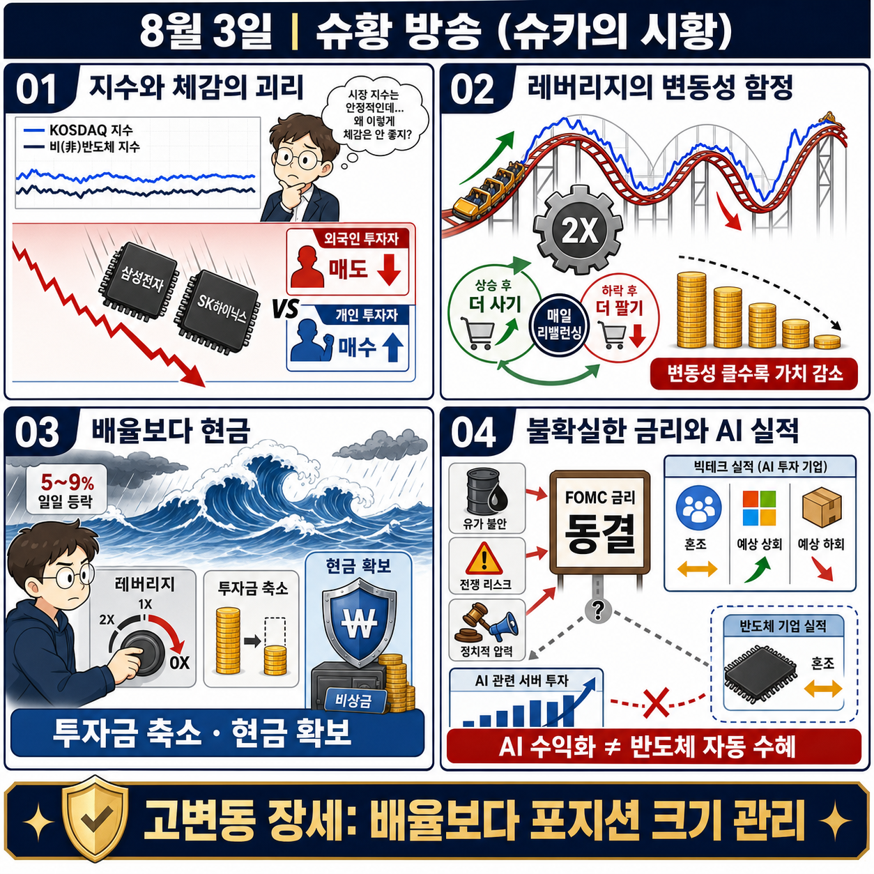 8월3일ㅣ슈황 방송(슈카의 시황) 방송 내용을 설명하는 본문 이미지