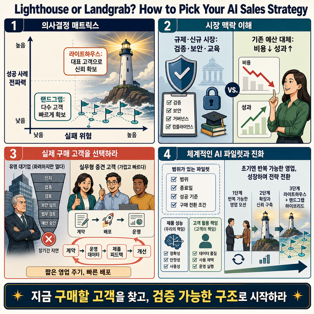 Lighthouse or Landgrab? How to Pick Your AI Sales Strategy 내용을 설명하는 본문 이미지