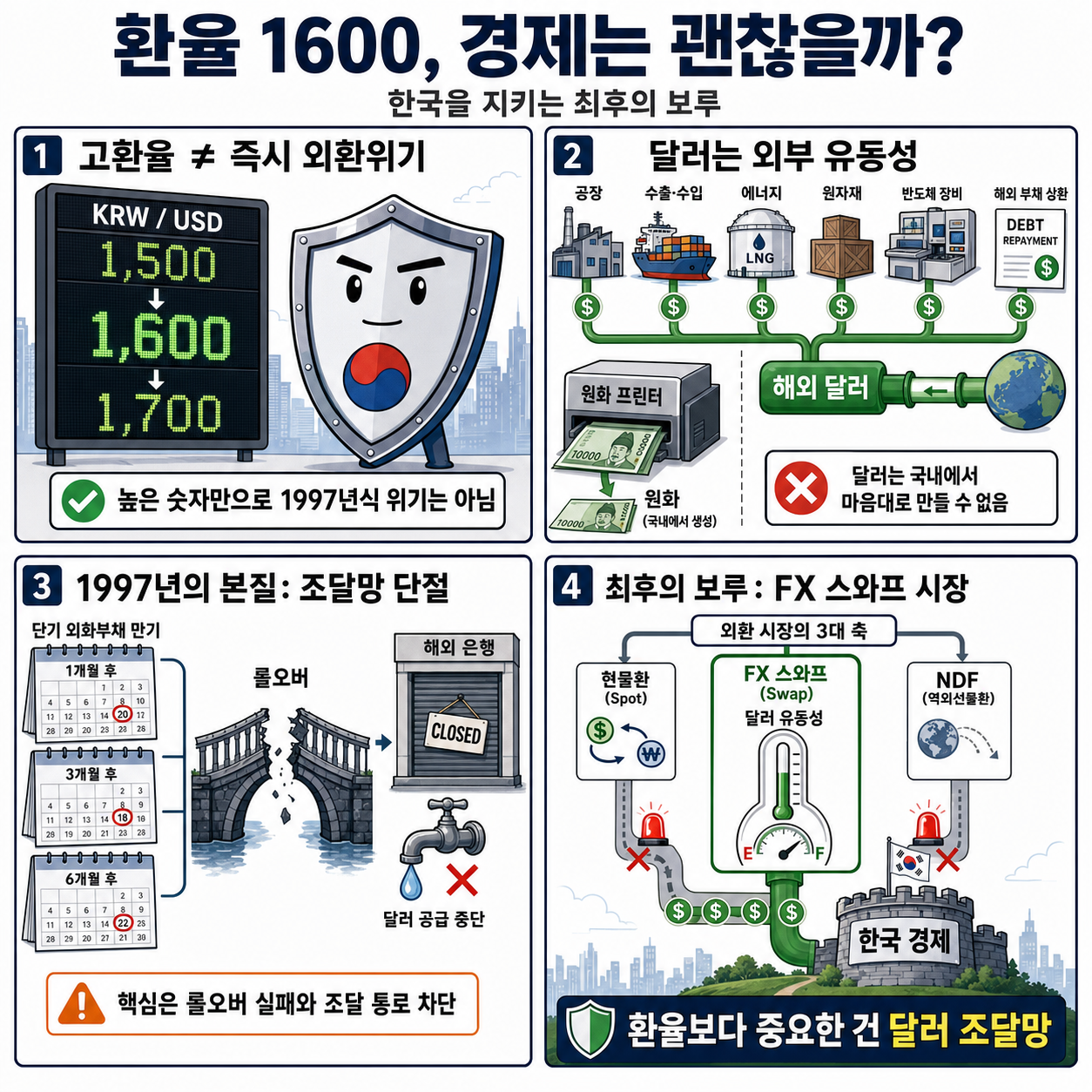[월가아재] 환율 1600 가도 경제는 괜찮을까? 한국을 지키는 최후의 보루 내용을 설명하는 본문 이미지