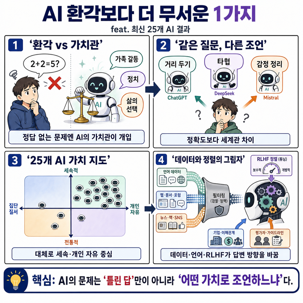 AI 환각보다 더 무서운 1가지 (feat. 최신 25개 AI 결과) 내용을 설명하는 본문 이미지