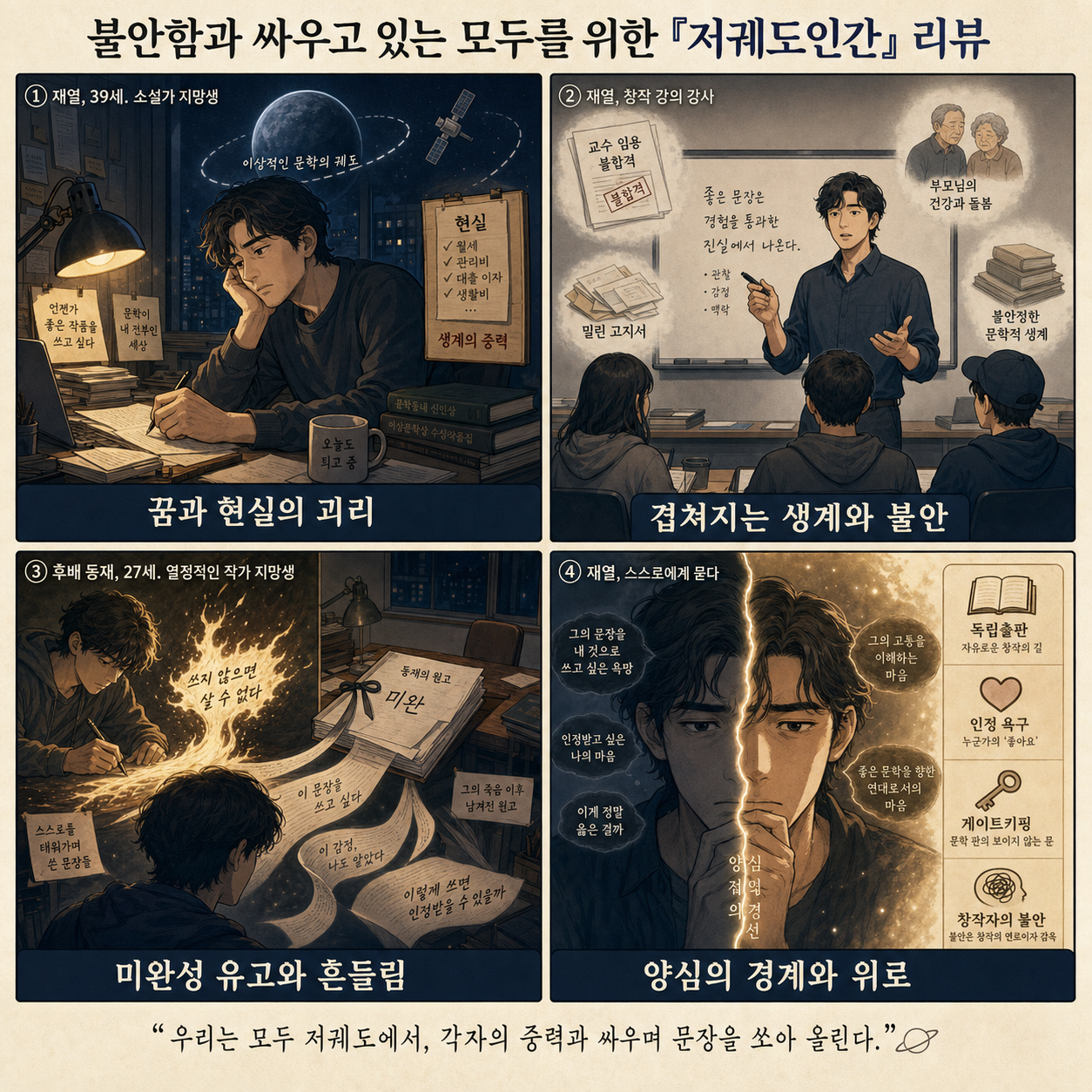 불안함과 싸우고 있는 모두를 위한 『저궤도인간』 리뷰 내용을 설명하는 본문 이미지