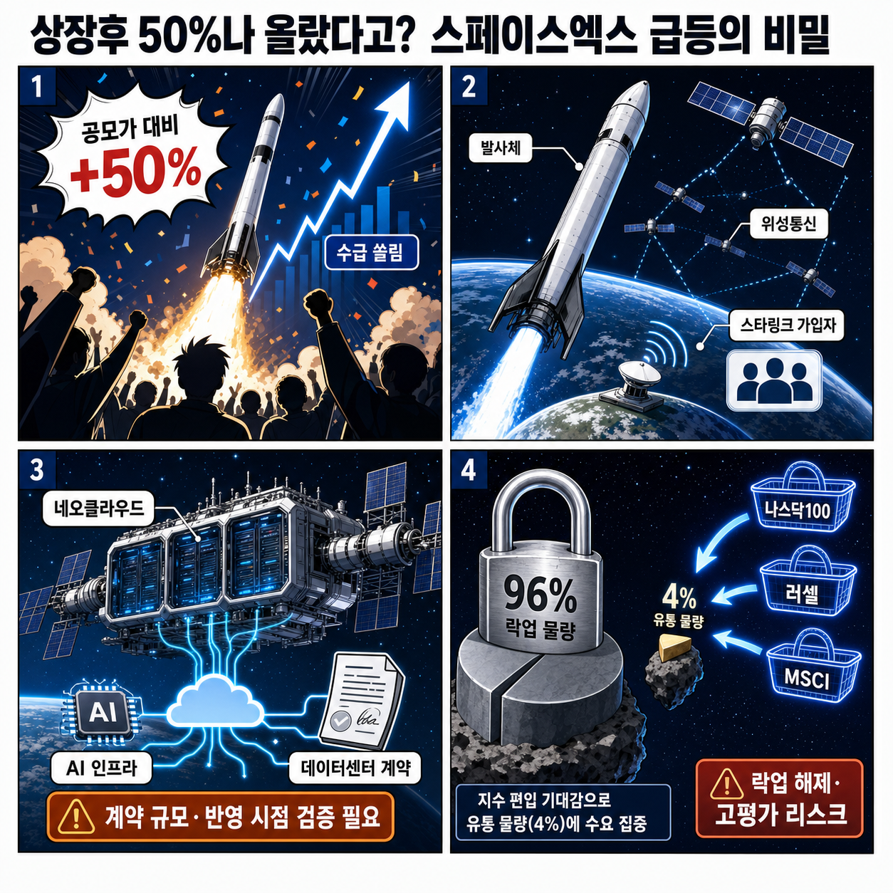 상장후 50% 나 올랐다고? 스페이스엑스 급등의 비밀 내용을 설명하는 본문 이미지