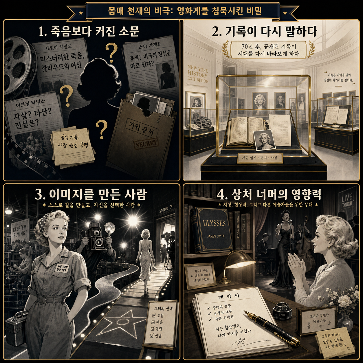 몸매 천재의 비극. 영화계를 침묵시킨 마릴린 먼로의 비밀 내용을 설명하는 본문 이미지