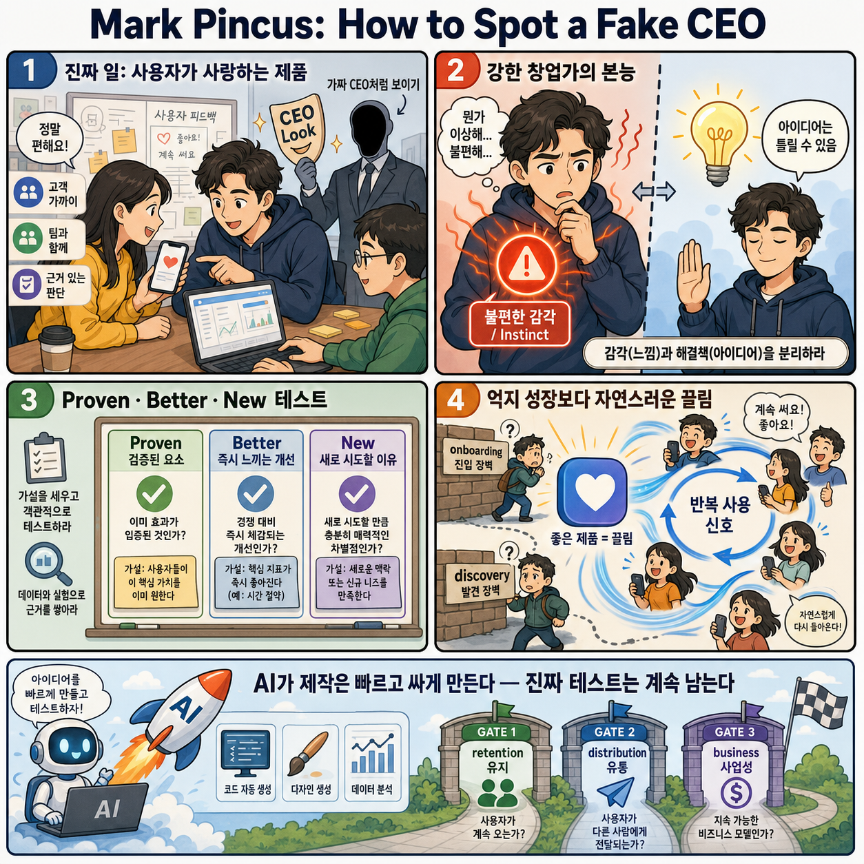Mark Pincus: How to Spot a Fake CEO 내용을 설명하는 본문 이미지
