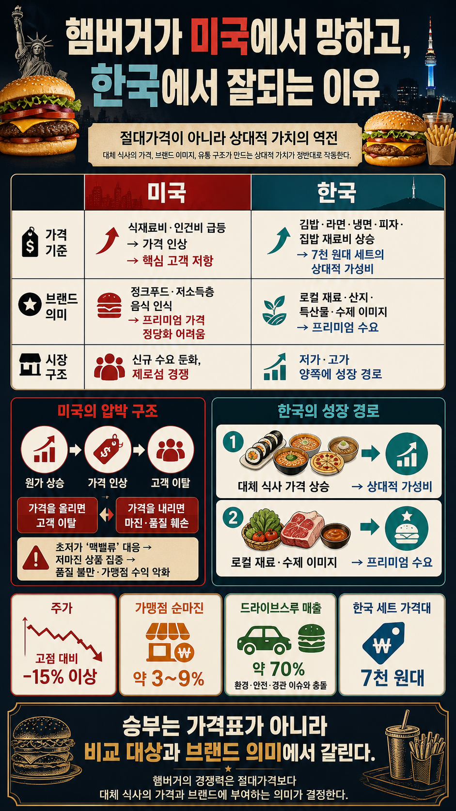 햄버거가 미국에서 망하고, 한국에서 잘되는 이유 내용을 설명하는 본문 이미지