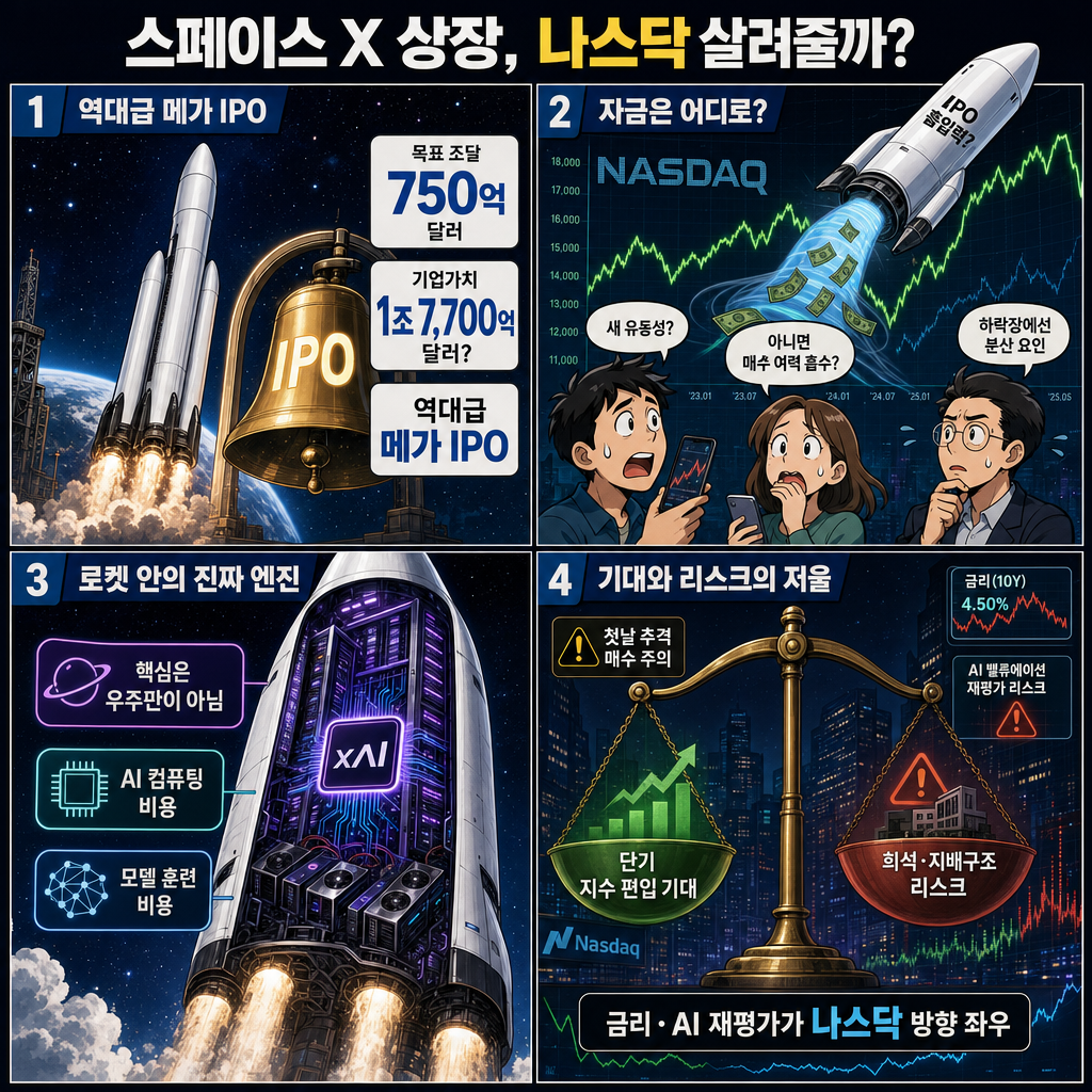 스페이스 X 상장, 나스닥 살려줄까? 내용을 설명하는 본문 이미지