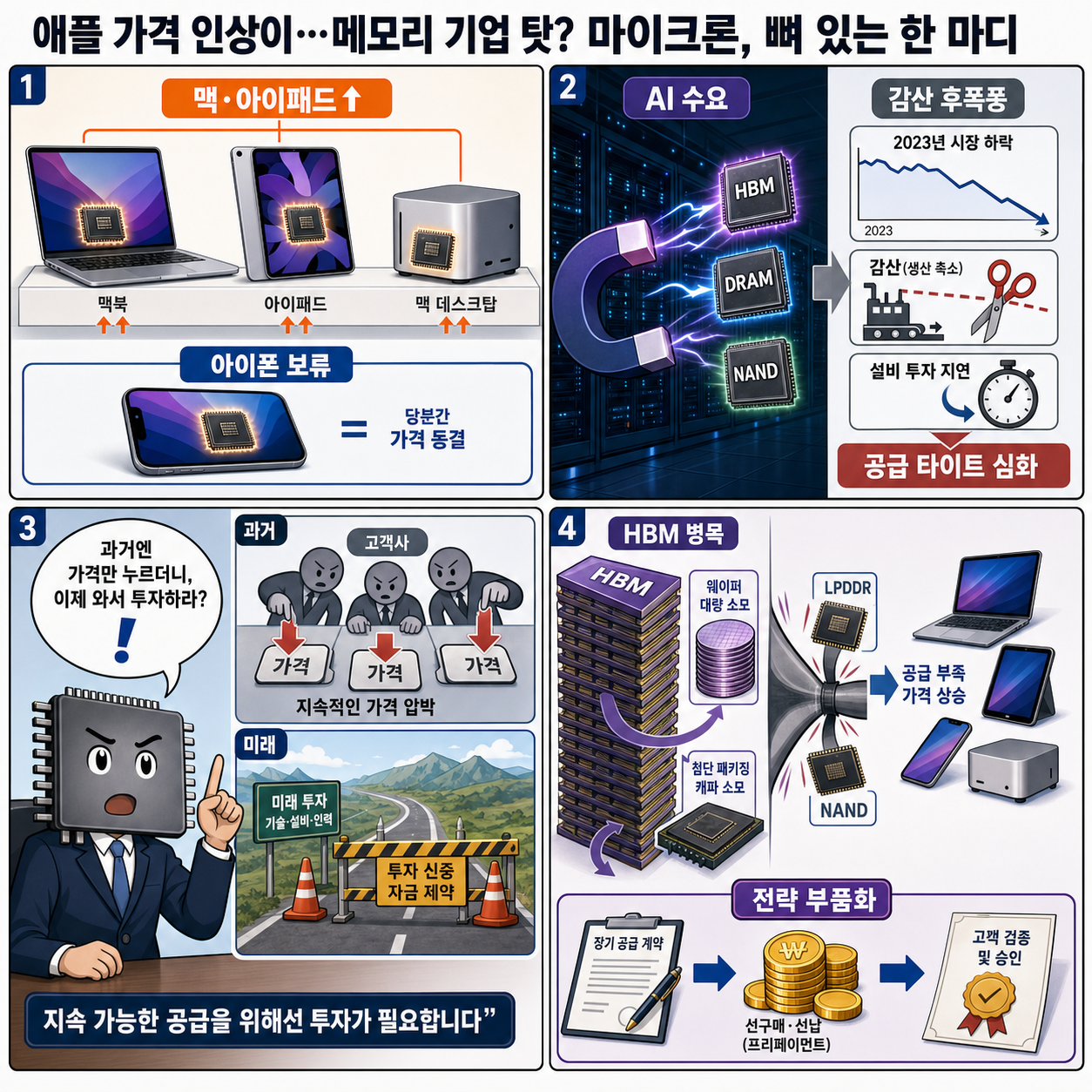 애플 가격 인상이…메모리 기업 탓? 마이크론, 뼈 있는 한 마디 내용을 설명하는 본문 이미지