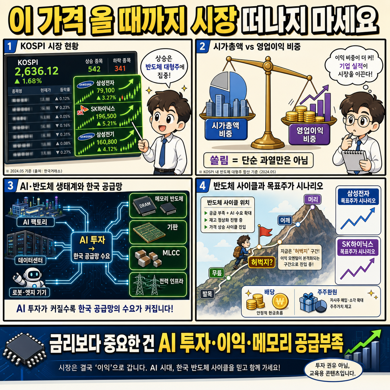 이 가격 올 때까지 절대 시장 떠나지 마세요" 목표 주가로 보는 반도체 사이클의 현재 위치 (염승환 이사) / 경제야놀자 토크콘서트 내용을 설명하는 본문 이미지