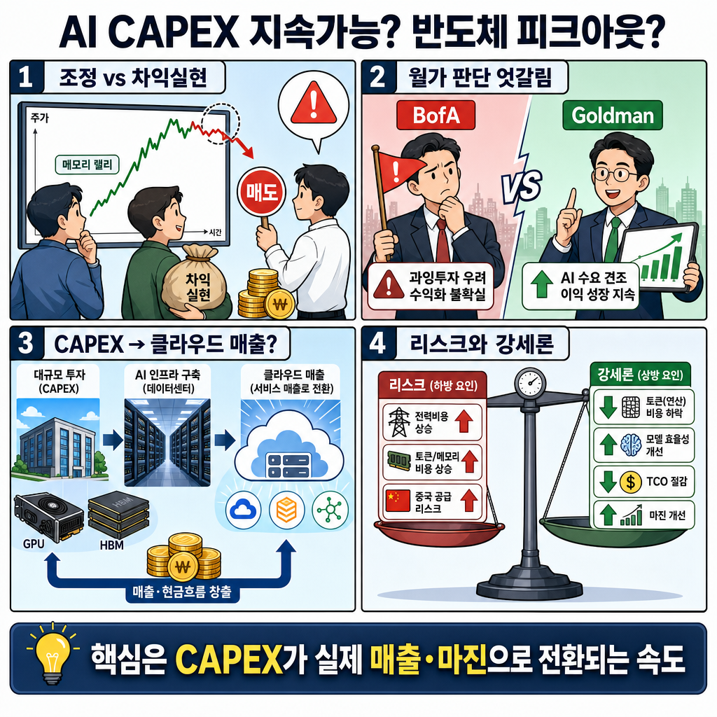 AI CAPEX 지속가능? 반도체 피크아웃? 지금 AI 투자자들이 가장 궁금한것 총정리 내용을 설명하는 본문 이미지