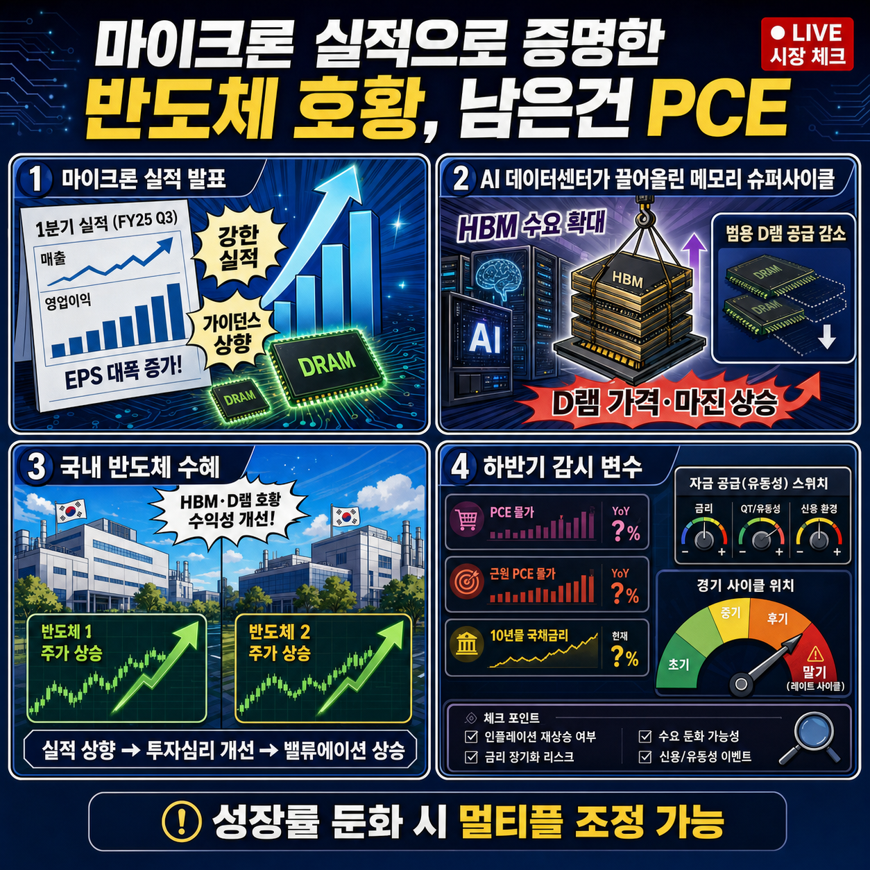🔴[19시 생방송] 마이크론 실적으로 증명한 반도체 호황, 남은건 PCE... 내용을 설명하는 본문 이미지