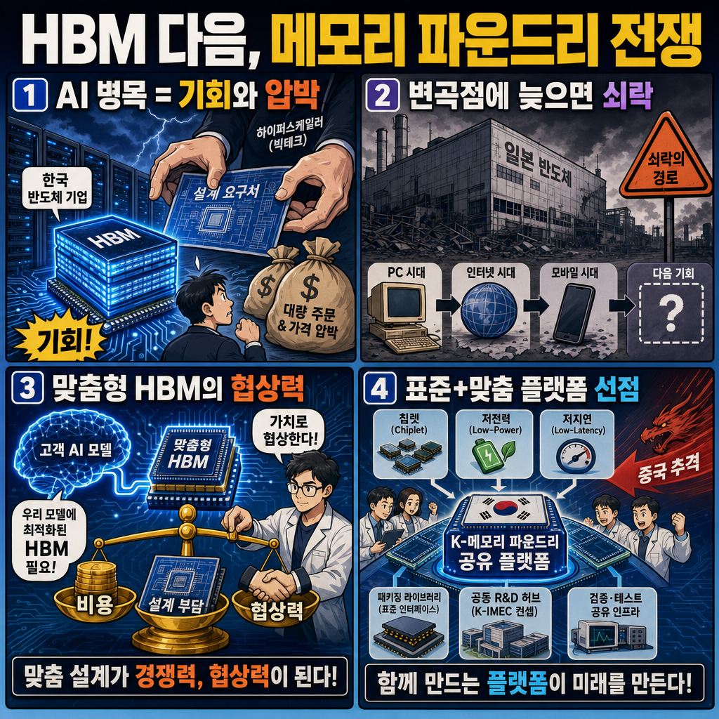 [지식뉴스] "HBM 다음 ''메모리 파운드리'' 전쟁 시작됐다"..무섭게 쫓아오는 중국, 일본 반도체 몰락이 한국에 주는 경고 (ft.권석준 성균관대 교수) / 교양이를 부탁해 내용을 설명하는 본문 이미지