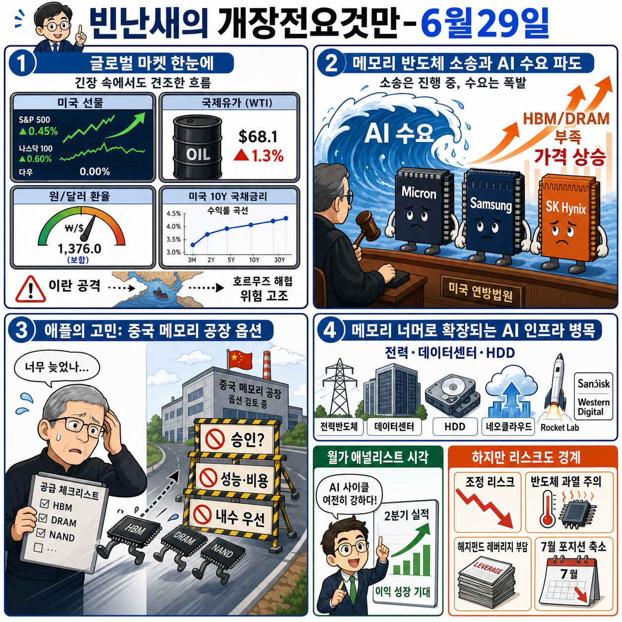 [빈난새의 개장전요것만-6월29일] 미 소비자, 메모리3사 담합 소송 내용을 설명하는 본문 이미지