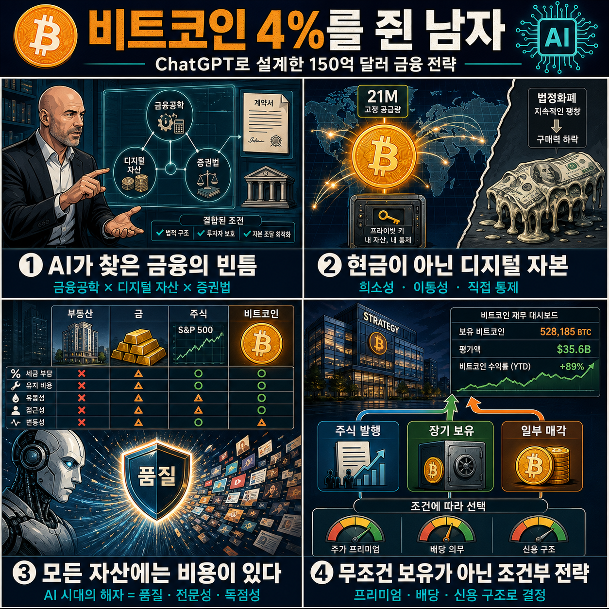 The Man Who Owns 4% Of All Bitcoin: "I Made $15 Billion By Using ChatGPT!" 내용을 설명하는 본문 이미지