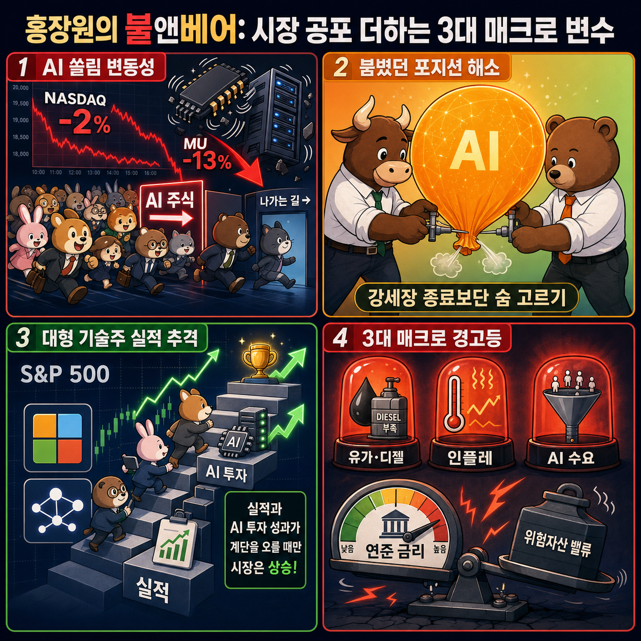 [홍장원의 불앤베어] 시장 공포 더하는 3대 매크로 변수 내용을 설명하는 본문 이미지