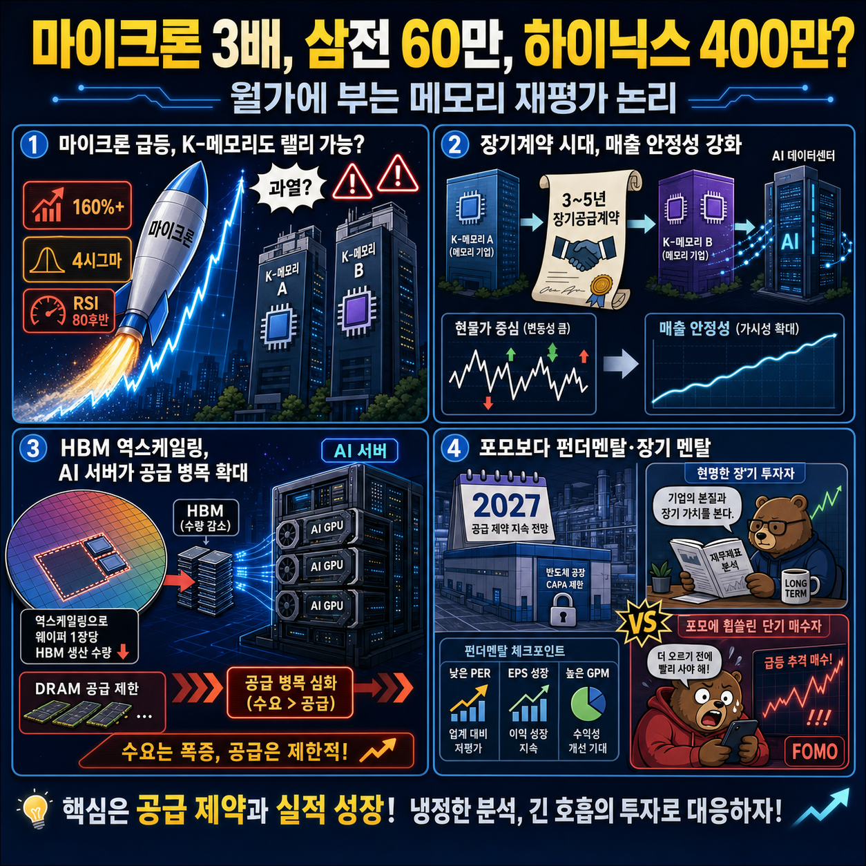 마이크론 3배, 삼전 60만, 하이닉스 400만.. 월가에 불고있는 새로운 논리 ㄷㄷ.. 내용을 설명하는 본문 이미지
