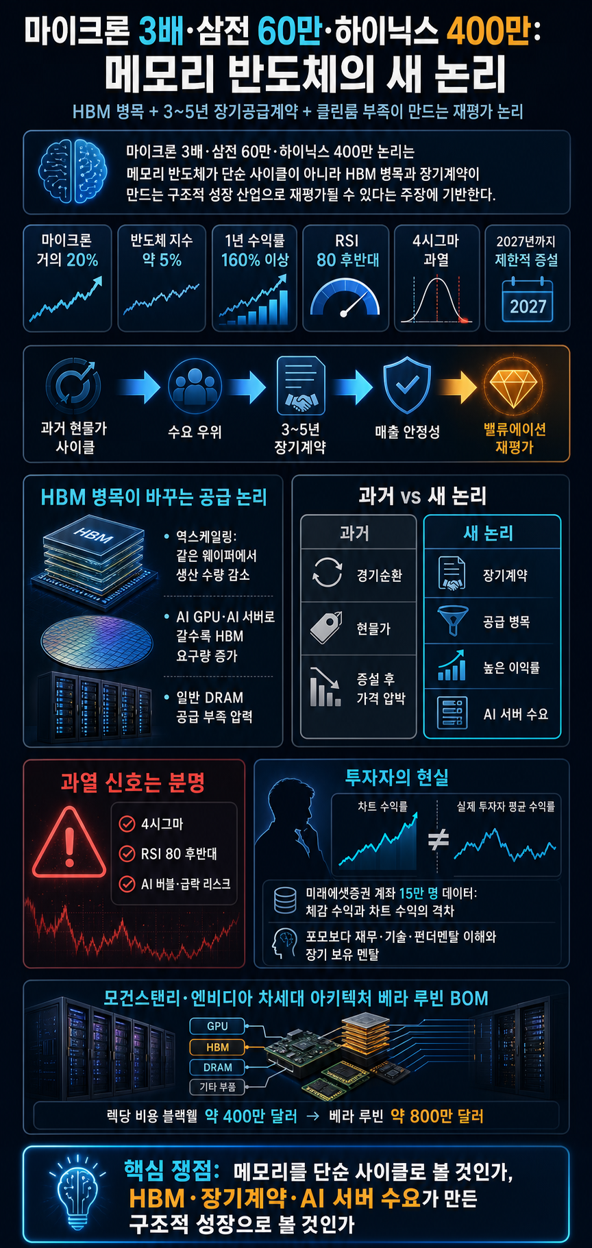 마이크론 3배, 삼전 60만, 하이닉스 400만.. 월가에 불고있는 새로운 논리 ㄷㄷ.. 내용을 설명하는 본문 이미지