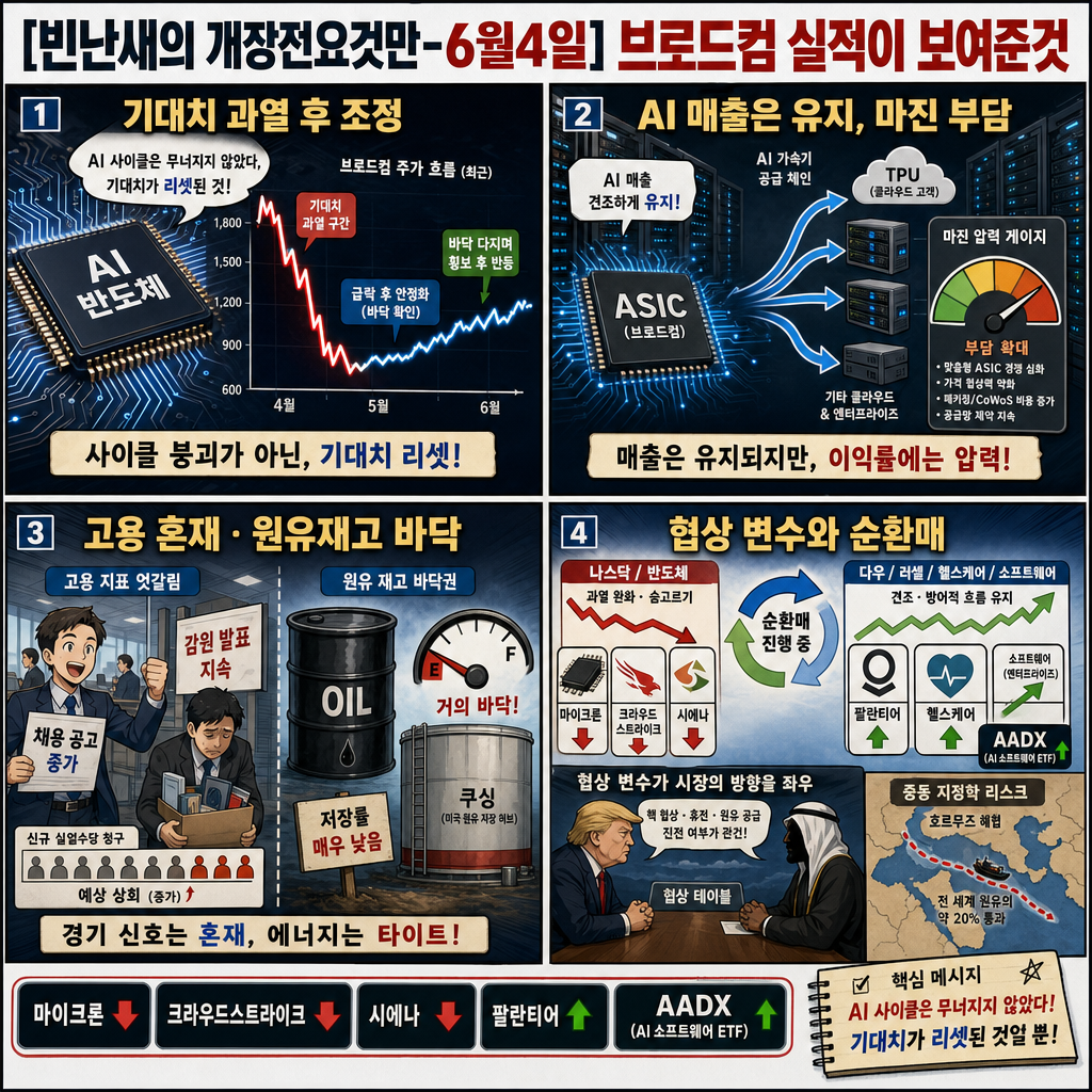 [빈난새의 개장전요것만-6월4일] 브로드컴 실적이 보여준것 내용을 설명하는 본문 이미지